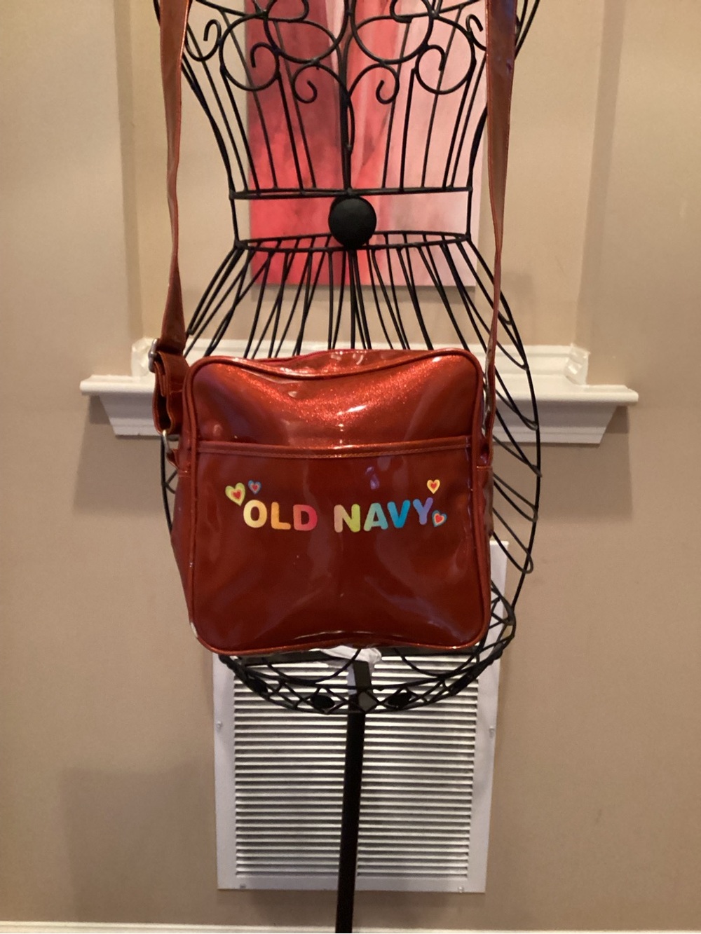 Y2K Old Navy Orange Crossbody Bag with Rainbow Logo